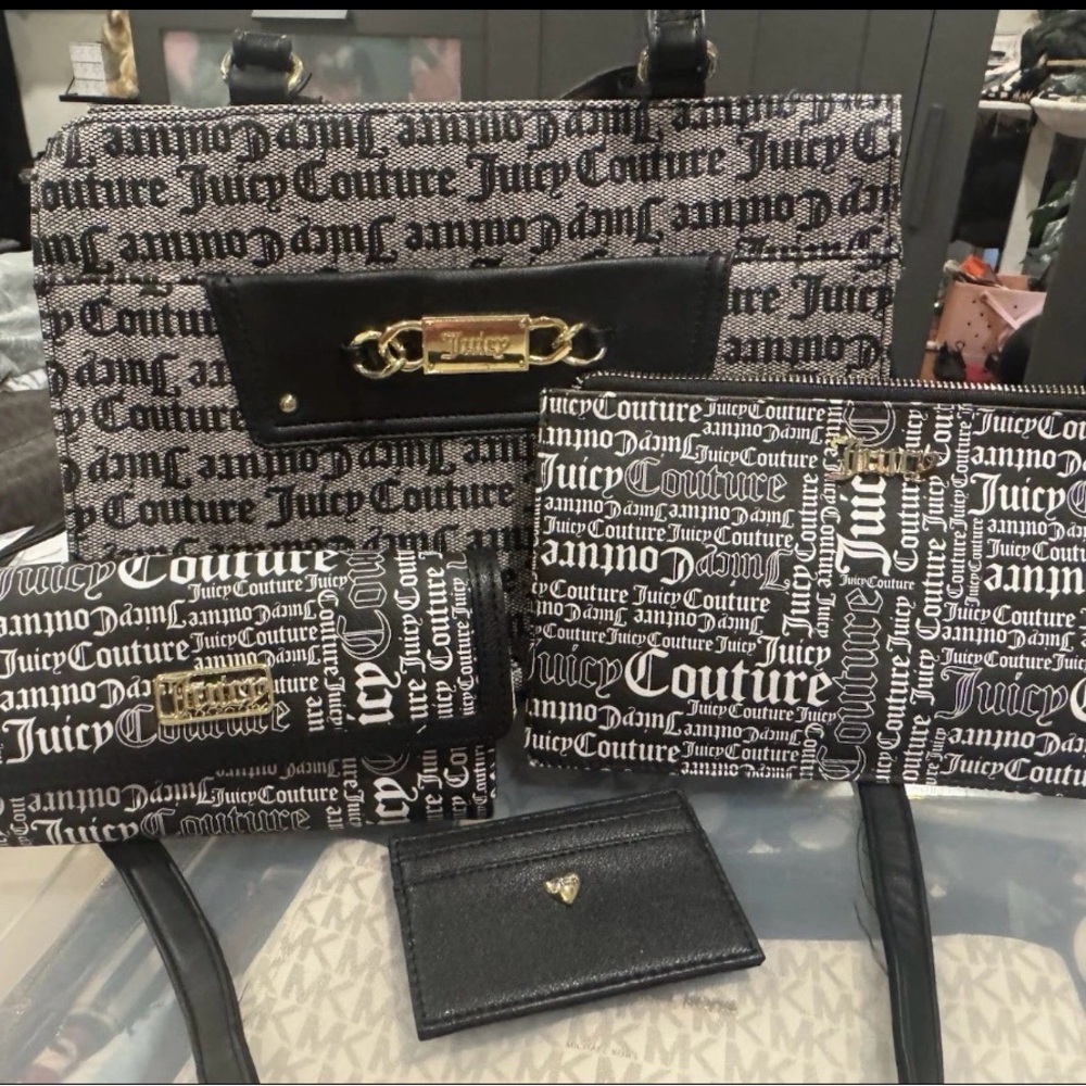 Juicy Couture Black and White Signature Tote Set